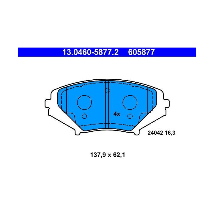 Stabdžių trinkelių rinkinys, diskinis stabdys ATE 13.0460-5877.2