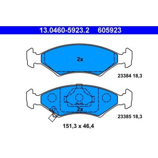 Stabdžių trinkelių rinkinys, diskinis stabdys ATE 13.0460-5923.2