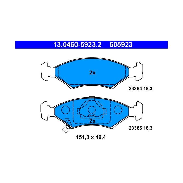 Stabdžių trinkelių rinkinys, diskinis stabdys ATE 13.0460-5923.2