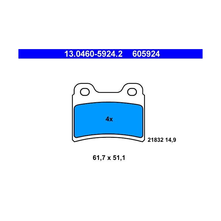 Stabdžių trinkelių rinkinys, diskinis stabdys ATE 13.0460-5924.2