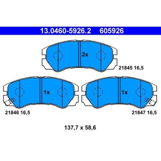 Stabdžių trinkelių rinkinys, diskinis stabdys ATE 13.0460-5926.2