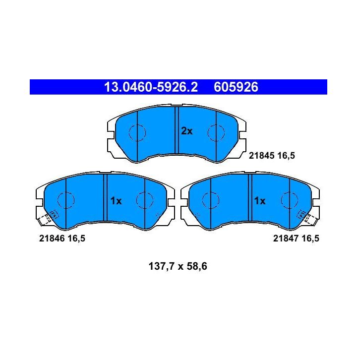 Stabdžių trinkelių rinkinys, diskinis stabdys ATE 13.0460-5926.2