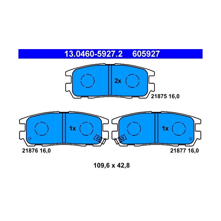 Stabdžių trinkelių rinkinys, diskinis stabdys ATE 13.0460-5927.2