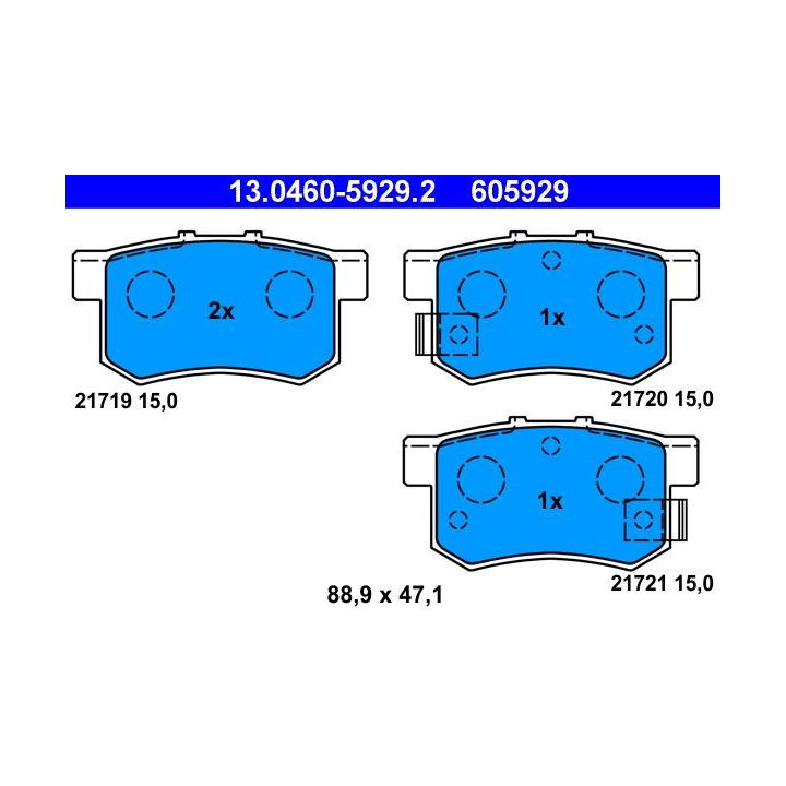 Stabdžių trinkelių rinkinys, diskinis stabdys ATE 13.0460-5929.2