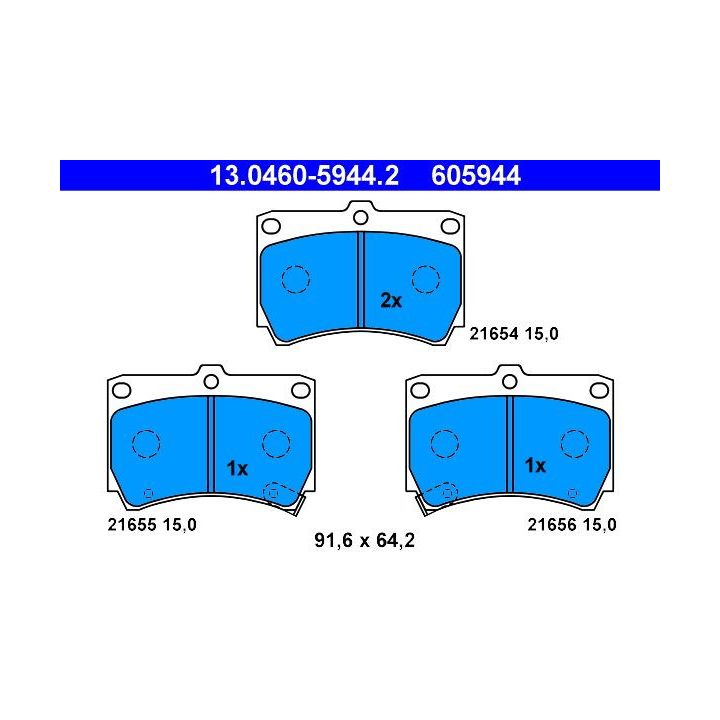 Stabdžių trinkelių rinkinys, diskinis stabdys ATE 13.0460-5944.2