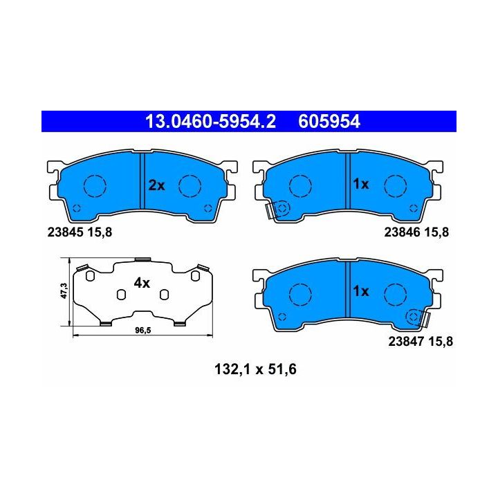 Stabdžių trinkelių rinkinys, diskinis stabdys ATE 13.0460-5954.2