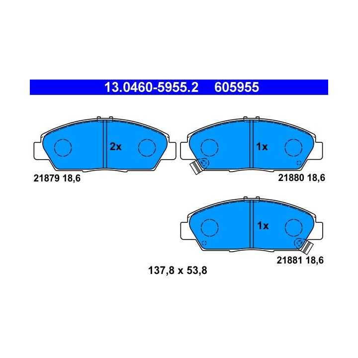 Stabdžių trinkelių rinkinys, diskinis stabdys ATE 13.0460-5955.2