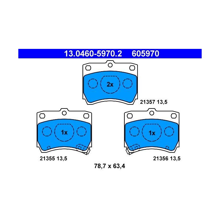 Stabdžių trinkelių rinkinys, diskinis stabdys ATE 13.0460-5970.2