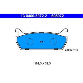 Stabdžių trinkelių rinkinys, diskinis stabdys ATE 13.0460-5972.2