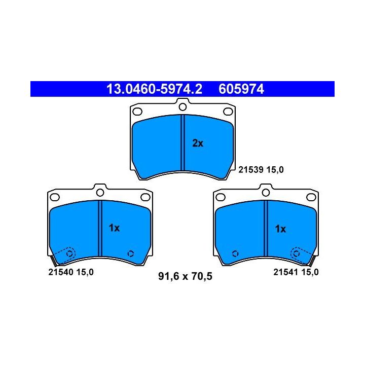 Stabdžių trinkelių rinkinys, diskinis stabdys ATE 13.0460-5974.2