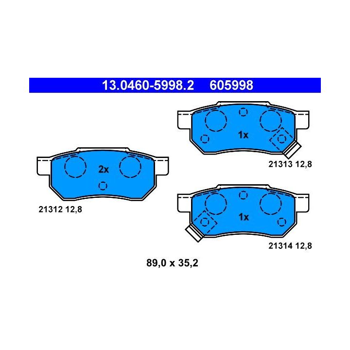 Stabdžių trinkelių rinkinys, diskinis stabdys ATE 13.0460-5998.2