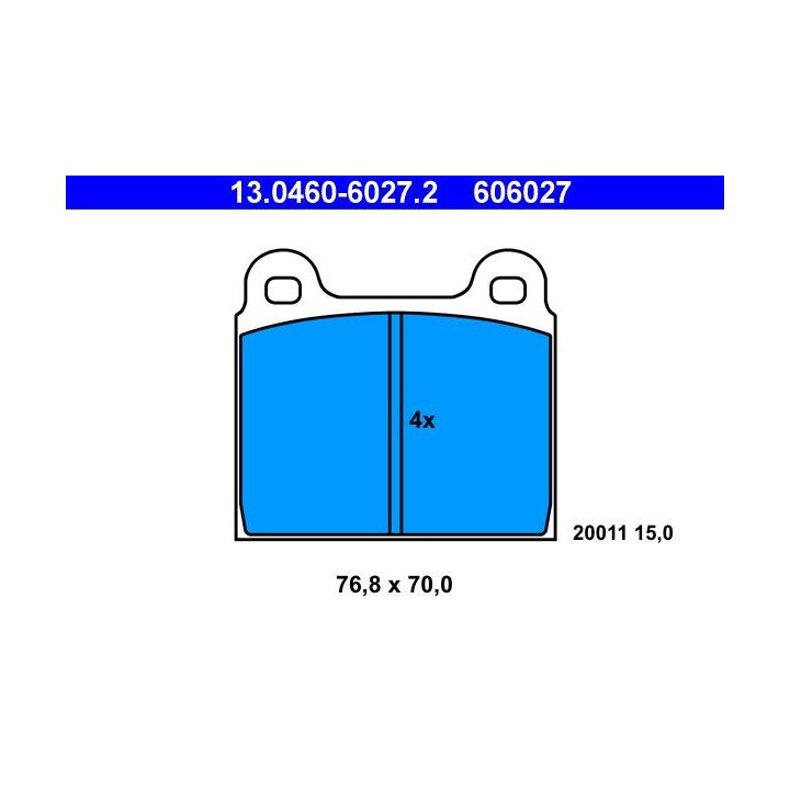 Stabdžių trinkelių rinkinys, diskinis stabdys ATE 13.0460-6027.2