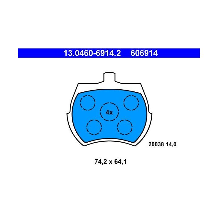 Stabdžių trinkelių rinkinys, diskinis stabdys ATE 13.0460-6914.2