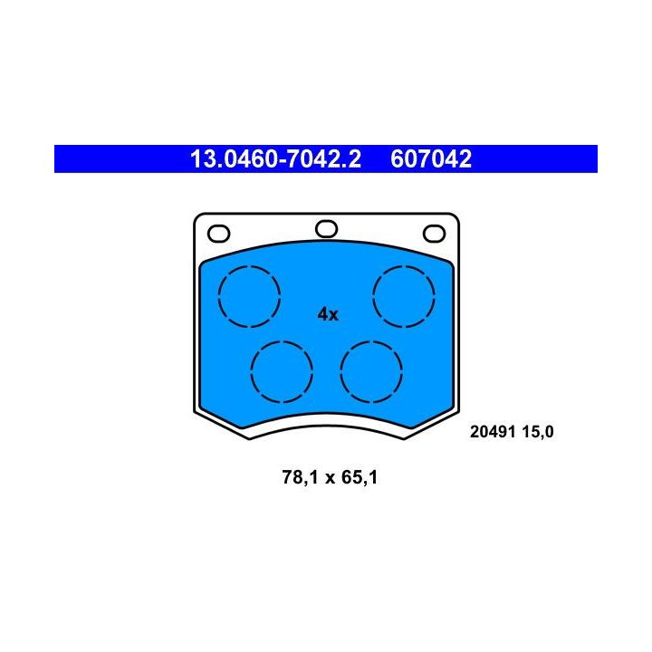 Stabdžių trinkelių rinkinys, diskinis stabdys ATE 13.0460-7042.2
