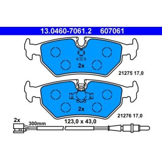 Stabdžių trinkelių rinkinys, diskinis stabdys ATE 13.0460-7061.2