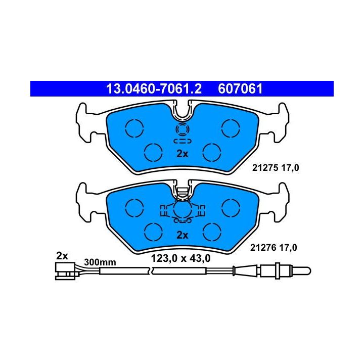Stabdžių trinkelių rinkinys, diskinis stabdys ATE 13.0460-7061.2