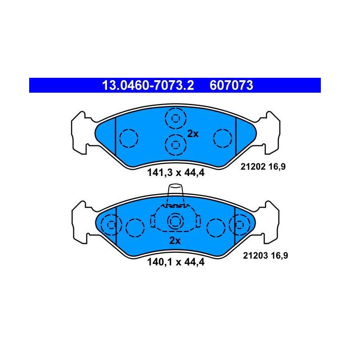 Stabdžių trinkelių rinkinys, diskinis stabdys ATE 13.0460-7073.2
