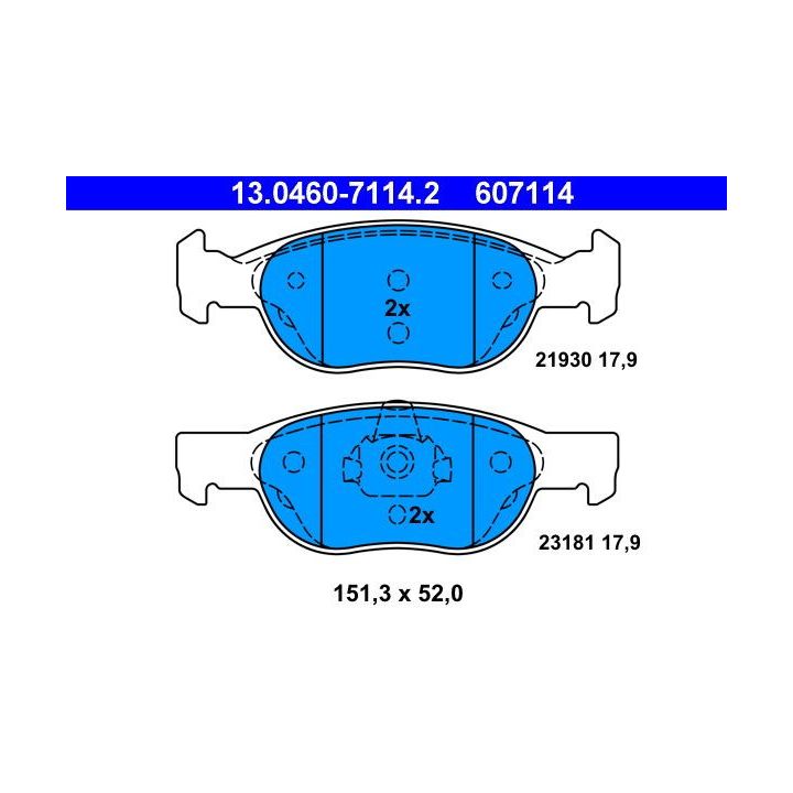 Stabdžių trinkelių rinkinys, diskinis stabdys ATE 13.0460-7114.2