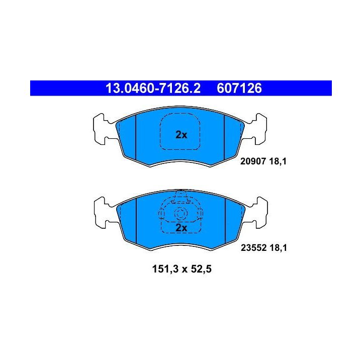 Stabdžių trinkelių rinkinys, diskinis stabdys ATE 13.0460-7126.2