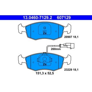 Stabdžių trinkelių rinkinys, diskinis stabdys ATE 13.0460-7129.2