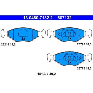 Stabdžių trinkelių rinkinys, diskinis stabdys ATE 13.0460-7132.2