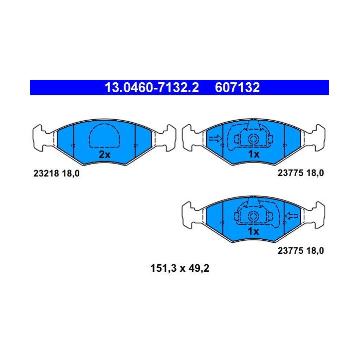 Stabdžių trinkelių rinkinys, diskinis stabdys ATE 13.0460-7132.2