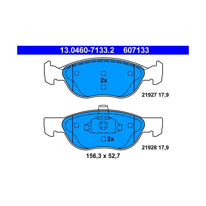 Stabdžių trinkelių rinkinys, diskinis stabdys ATE 13.0460-7133.2