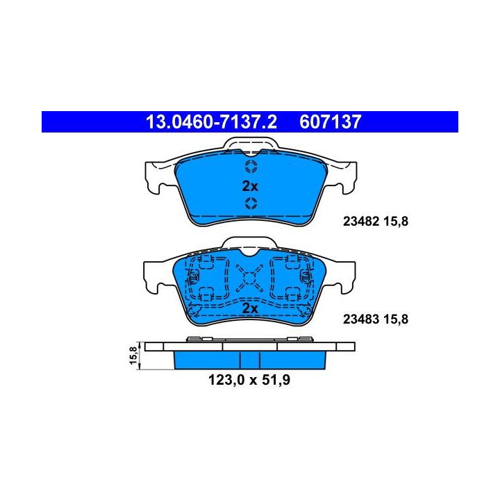 Stabdžių trinkelių rinkinys, diskinis stabdys ATE 13.0460-7137.2