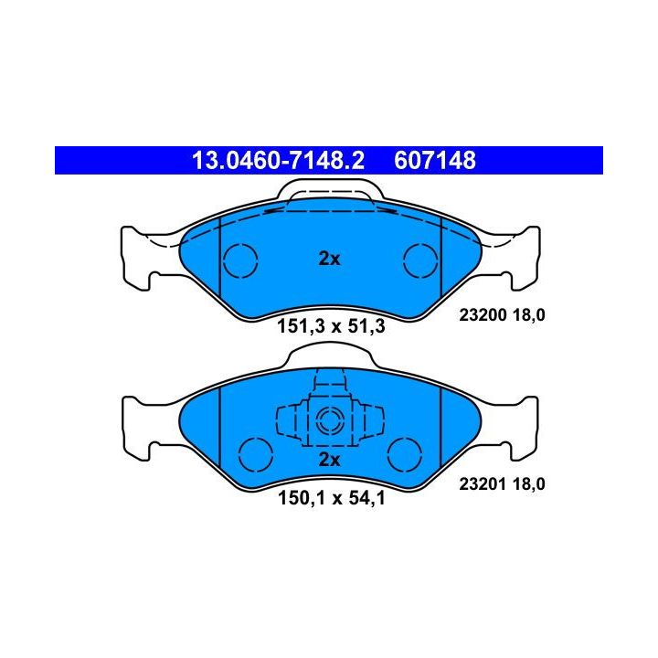 Stabdžių trinkelių rinkinys, diskinis stabdys ATE 13.0460-7148.2