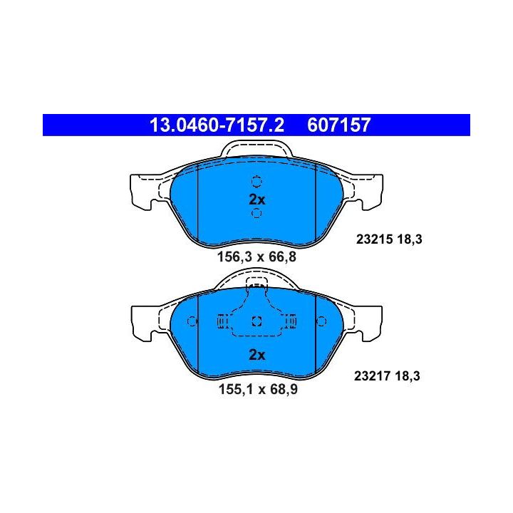 Stabdžių trinkelių rinkinys, diskinis stabdys ATE 13.0460-7157.2