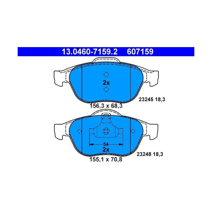 Stabdžių trinkelių rinkinys, diskinis stabdys ATE 13.0460-7159.2