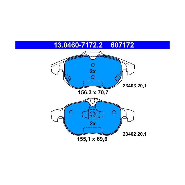 Stabdžių trinkelių rinkinys, diskinis stabdys ATE 13.0460-7172.2