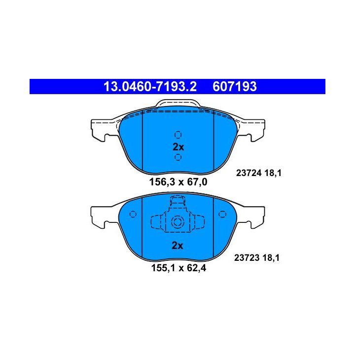 Stabdžių trinkelių rinkinys, diskinis stabdys ATE 13.0460-7193.2