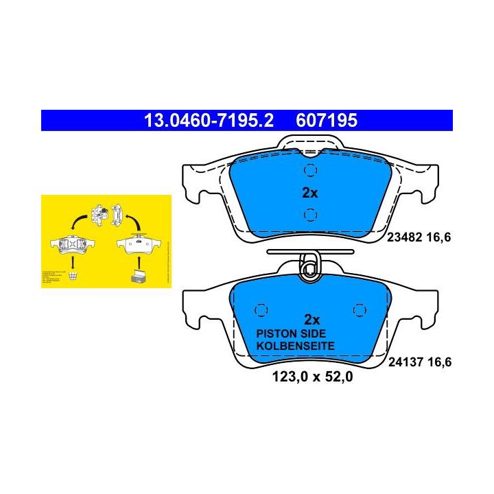Stabdžių trinkelių rinkinys, diskinis stabdys ATE 13.0460-7195.2