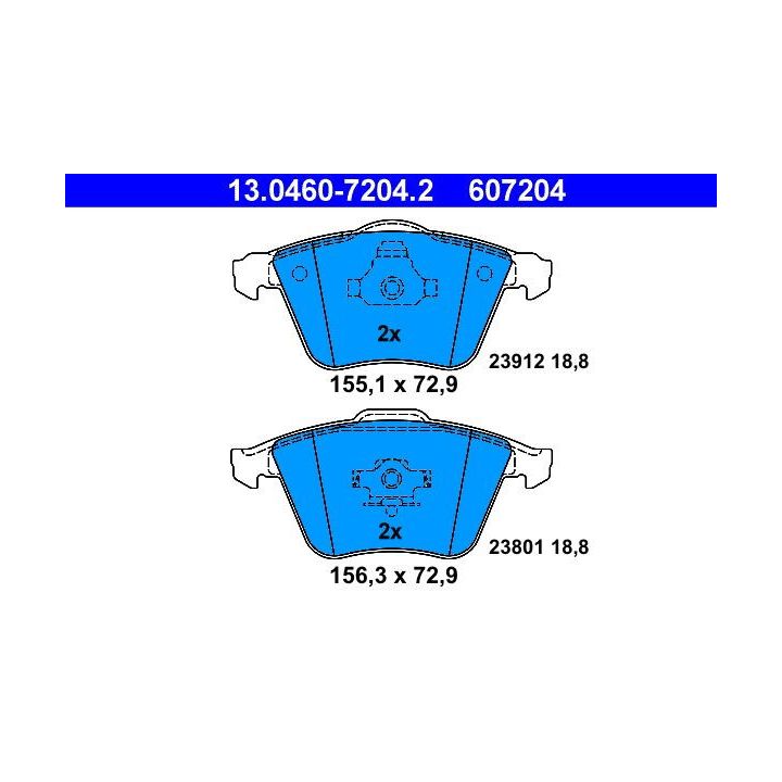 Stabdžių trinkelių rinkinys, diskinis stabdys ATE 13.0460-7204.2