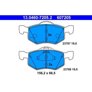 Stabdžių trinkelių rinkinys, diskinis stabdys ATE 13.0460-7205.2
