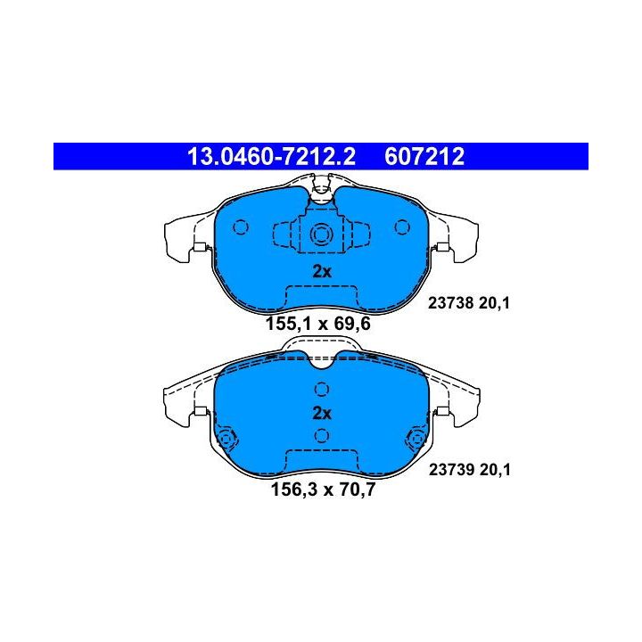 Stabdžių trinkelių rinkinys, diskinis stabdys ATE 13.0460-7212.2