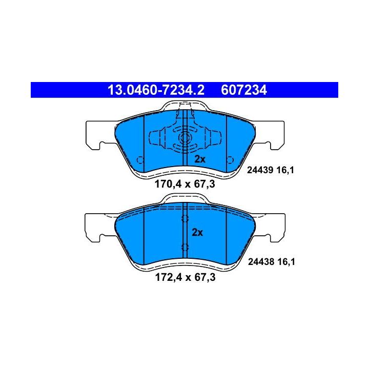Stabdžių trinkelių rinkinys, diskinis stabdys ATE 13.0460-7234.2