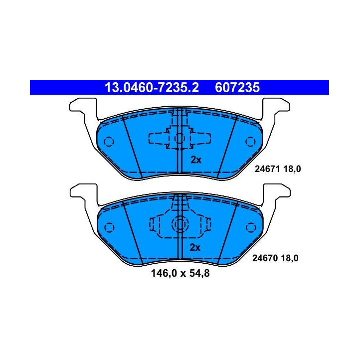Stabdžių trinkelių rinkinys, diskinis stabdys ATE 13.0460-7235.2