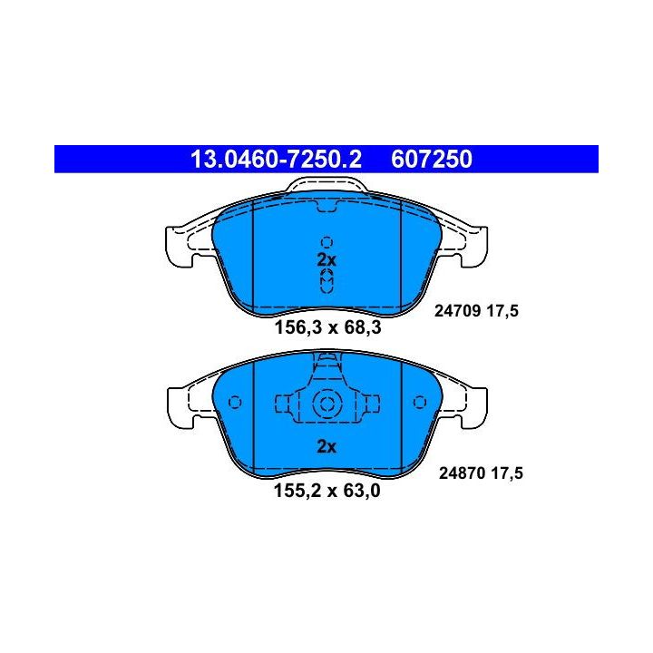 Stabdžių trinkelių rinkinys, diskinis stabdys ATE 13.0460-7250.2