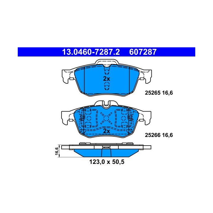 Stabdžių trinkelių rinkinys, diskinis stabdys ATE 13.0460-7287.2