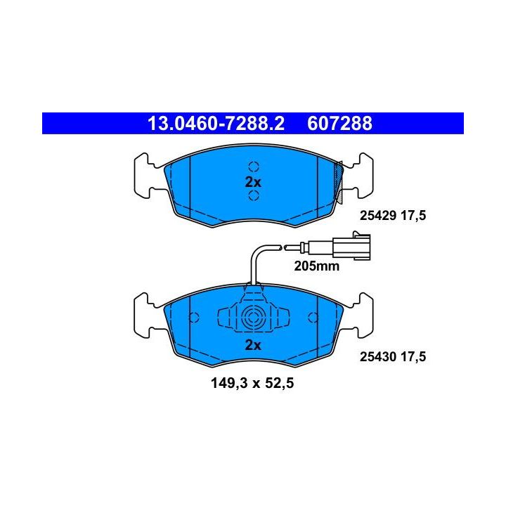 Stabdžių trinkelių rinkinys, diskinis stabdys ATE 13.0460-7288.2