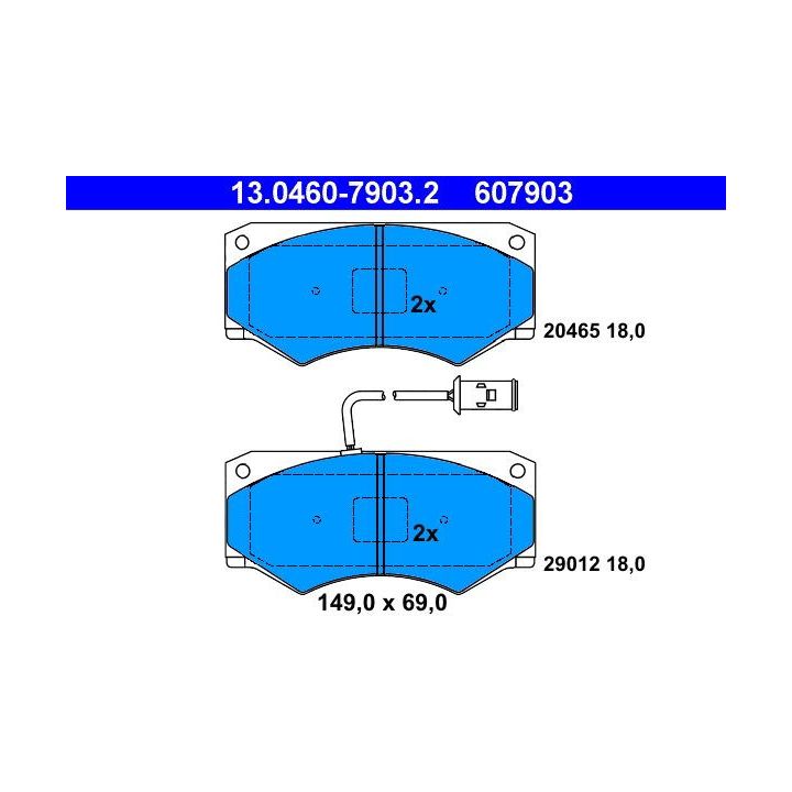 Stabdžių trinkelių rinkinys, diskinis stabdys ATE 13.0460-7903.2