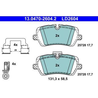 Stabdžių trinkelių rinkinys, diskinis stabdys ATE 13.0470-2604.2
