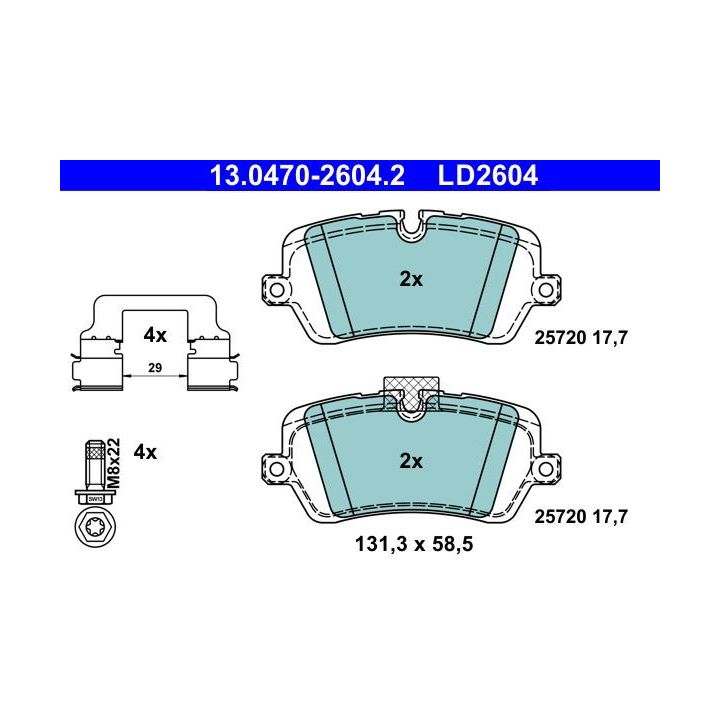 Stabdžių trinkelių rinkinys, diskinis stabdys ATE 13.0470-2604.2