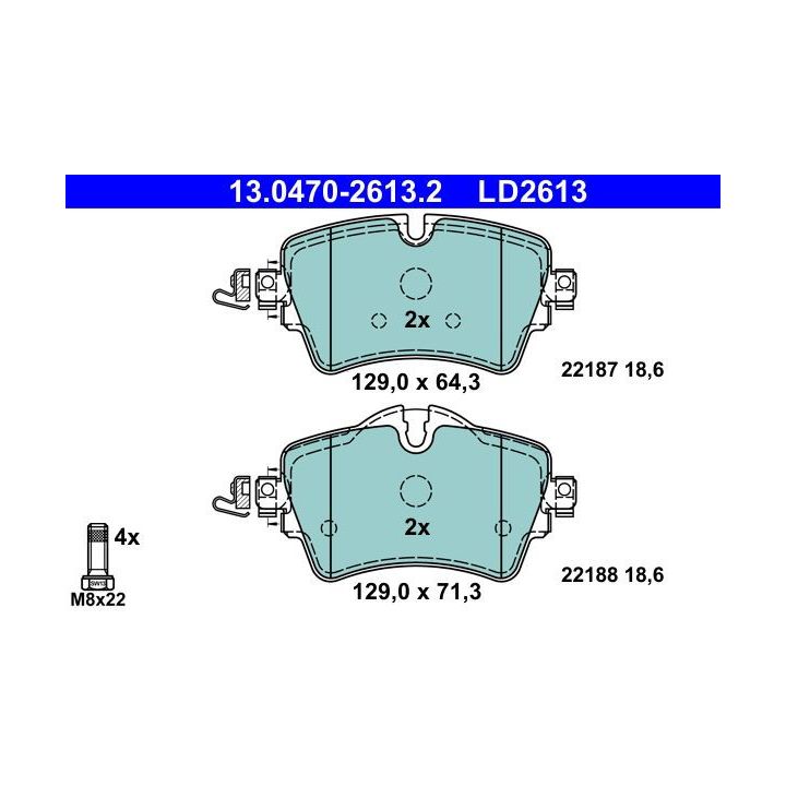 Stabdžių trinkelių rinkinys, diskinis stabdys ATE 13.0470-2613.2
