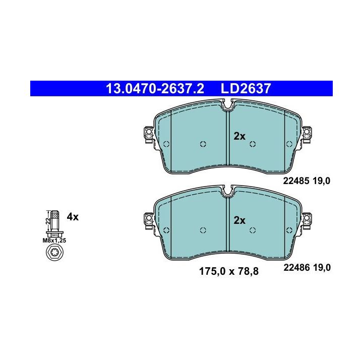 Stabdžių trinkelių rinkinys, diskinis stabdys ATE 13.0470-2637.2