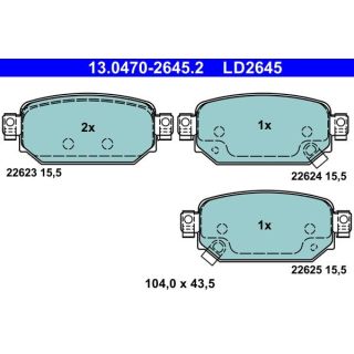 Stabdžių trinkelių rinkinys, diskinis stabdys ATE 13.0470-2645.2
