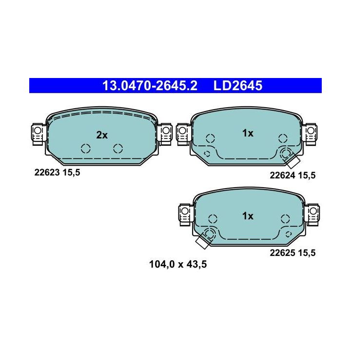 Stabdžių trinkelių rinkinys, diskinis stabdys ATE 13.0470-2645.2