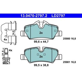 Stabdžių trinkelių rinkinys, diskinis stabdys ATE 13.0470-2797.2